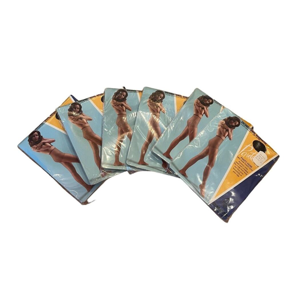 6 Packs VTG 60s Pantyhose Panteeze Off Black Petite to 5.1 90-115 Lbs Nylon NIP